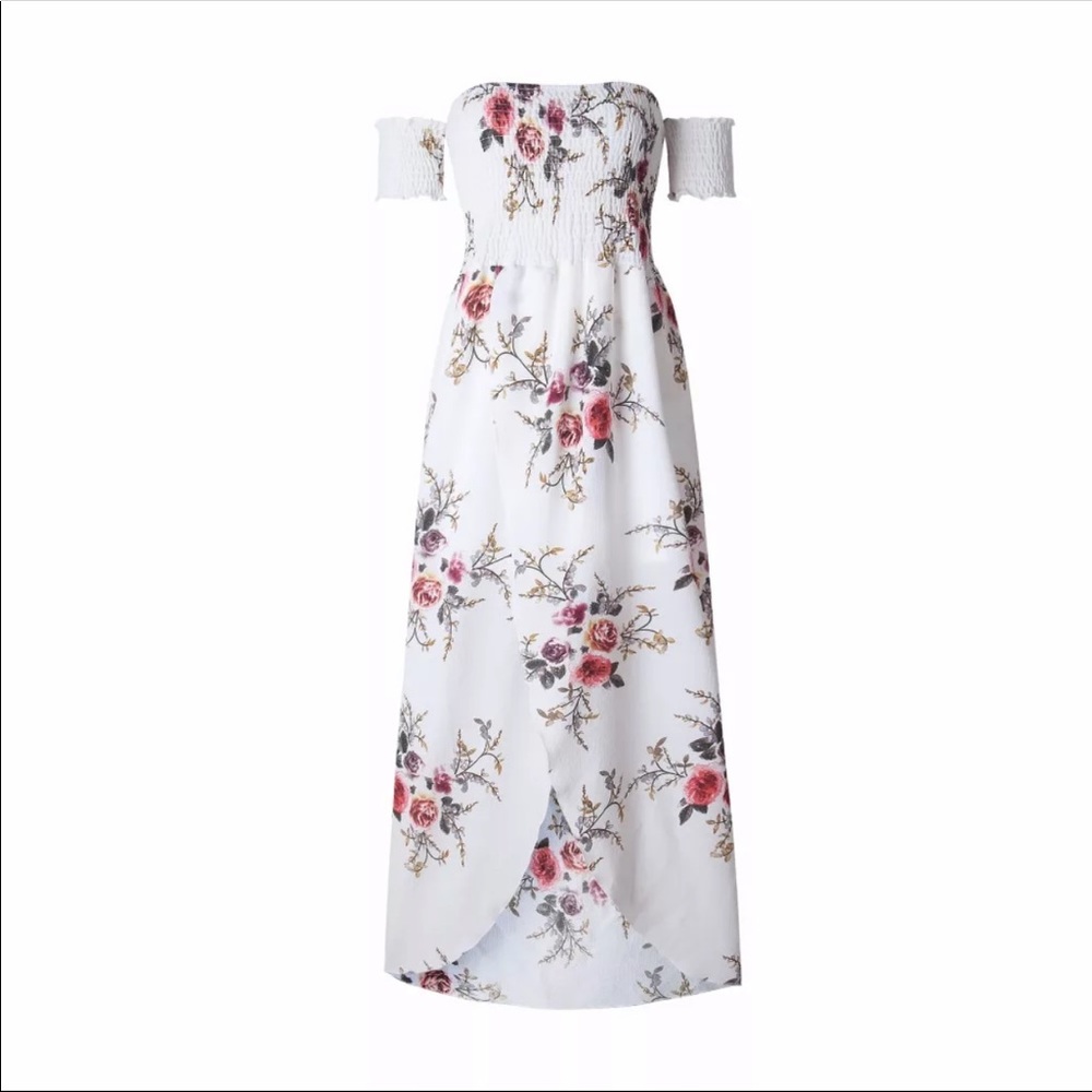 New! Flirty, floral, long, white maxi dress - Picture 4 of 5